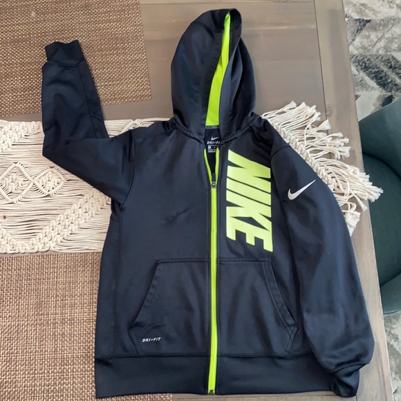 Nike Other - Nike black and neon green zip up hoodie size YL